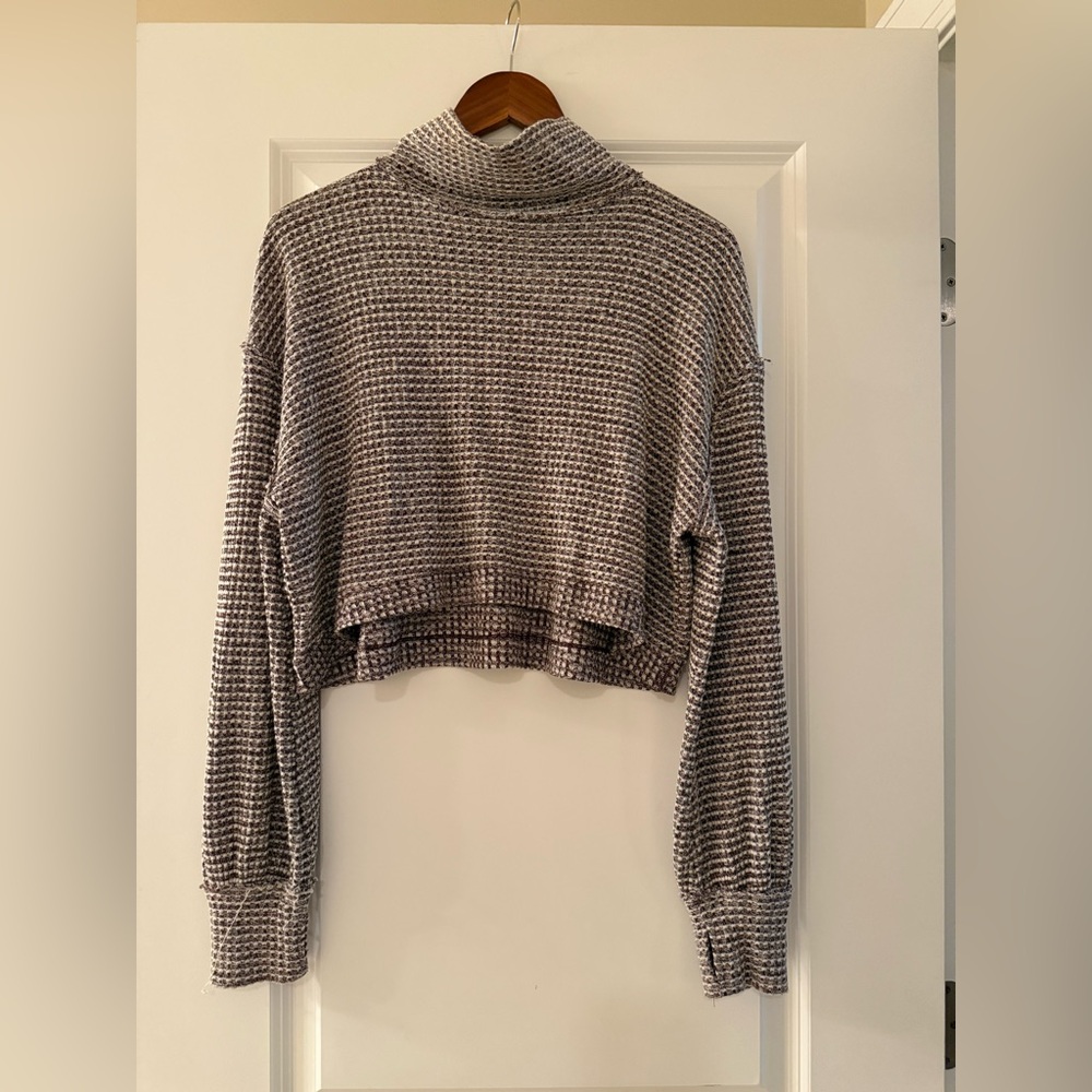 Free People Gray Waffle Knit Crop Top